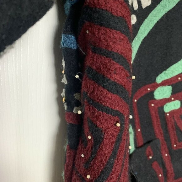 JA Resorts Abstract Women’s Small Mixed Media Wool Coat Embellished Vintage - Picture 8 of 11